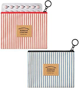 2 Pcs Birth Control Pill Packet, Canvas Wallet Pill Holder, 4.7 x 3.6 Inch Birth Control Pill Sleeve Pouch with Zipper for Pill Card Organizer, Pocket Pouch Wallet for Women Privacy Protection