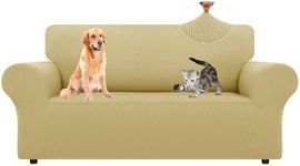 LURKA Stretch Loveseat Sofa Slipcovers 1 Piece Couch Covers for Sofa Furniture Protector Full Sofa Covers with Elastic Bottom for Kids and Dog (Champagne, Medium)