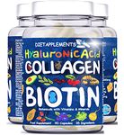 Marine Collagen Type1&3 1800mg, Biotin 10000mcg/serving, Hyaluronic Acid, Vitamins, Minerals, Botanicals | 2432mg/serving | Hydrolysed High Strength Peptides Supplement | Skin, Hair, Nails, Joints