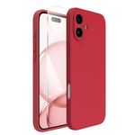 ACRONIX Compatible with iPhone 16 Case 6.1", with 1 x Screen Protector, Liquid Silicone Case Comprehensive Protection Cover Slim Shockproof Gel Rubber Phone Case for iPhone 16 6.1inch-Red