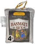 Asian Kitchen Silver White Basmati Rice Extra Long Aged 4lbs (1.81kg) ~ All Natural | Gluten Friendly | Vegan | Indian Origin | Export Quality