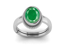 LMDLACHAMA 7.00 Ratti/7.25 Carat Original Natural Emerald Panna May Birhtstone Silver Adjustable Ring For Women And Men