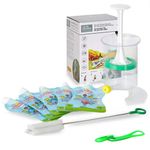 Fill n Squeeze Homemade Food Pouch Filler Kit with 5 Reusable Pouches, Pouch Spoon & Pouch Cleaning Brush for Weaning, Baby Food, Toddler Snacks. Reusable Pouches, Freezer Safe and Microwavable.