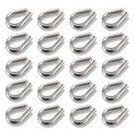 LEONTOOL 20pcs M6 304 Stainless Steel Thimble 1/4 Inches Diameter Wire Rope Cable Thimbles Rigging 6mm Thimbles Rigging Heavy Duty Cable Clamps Assortment