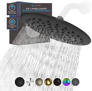 SparkPod 9.5 Inch Large Rain Shower Head - Luxury Rainfall Shower Head - High Pressure Showerhead, Full Body Coverage with Anti-Clog Silicone Nozzles - No Hassle, Easy Install (1/2 NPT, Black Matte)