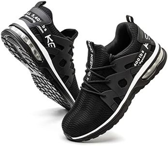 Kezhiho Steel Toe Shoes for Men Women Air Cushion Lightweight Work Shoes Comfortable Breathable Puncture Proof Slip Resistant Sneakers Construction Industrial Safety Shoes（D0230138）