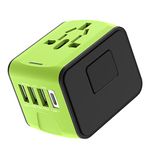 Universal Travel Adapter All-in-One International Power Adapter Charger for AU, US, UK, EU, 150 Countries (Green)…