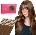 WENNALIFE Tape in Hair Extensions Human Hair, 20pcs 60g 26 inch Light Auburn Brown Remy Hair Extensions Straight Human Hair Tape in Extensions Skin Weft Tape Extensions Human Hair