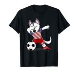 Dabbing Husky America Soccer Fans Jersey USA Flag Football T-Shirt