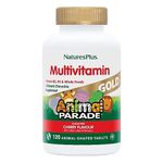 NaturesPlus Animal Parade Gold Children’s Multivitamin - Fun Animal Shaped Chewable Multi for Kids - All, Natural, Cherry Flavour - Vegan, Gluten Free - 120 Chewable Tablets