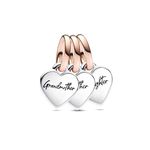 Annmors 925 Sterling Silver Charms Two-tone Splittable Family Generation Hearts Triple Dangle 5A Cubic Zirconia fit European Bracelets Charms,Christmas Valentine Mother's Day Gift for Womens