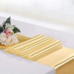 20 Pack Satin Table Runner, 12 x 108 Inch,Premium Silk Table Runners, Chair Sashes Bow, Washable Table Runners for Wedding Party Events Decoration,Birthday, Banquets (Champagne Gold)