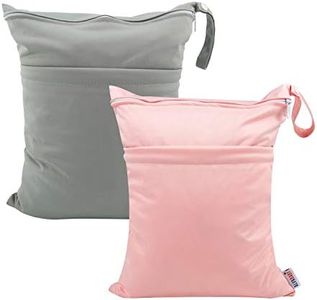 ALVABABY 2pcs Cloth Diaper Wet Dry Bags Waterproof Reusable with Two Zippered Pockets Travel Beach Pool Daycare Soiled Baby Items Yoga Gym Bag for Swimsuits or Wet Clothes L-B1929
