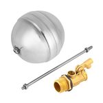 Stainless Steel Float Ball, Brass Adjustable Male Thread Water Sensor Hydraulics Used in Pipeline for Water Tank Pump Mount Livestock Waterer DN15 G1 2