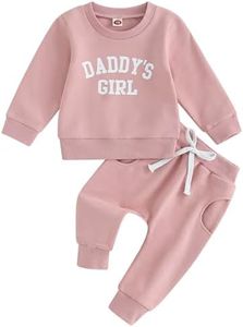 Newborn Baby Christmas Clothes Toddler Baby Girl Outfit Daddys Girl Print Sweatshirt Sweatpants Pant Xmas 2Pcs Set (Pink Daddy Girl, 18-24 Months)
