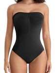 FUT Strapless Shapewear Bodysuit for Women Tummy Control Seamless Sculpting Thong Body Shaper, Black New, Medium