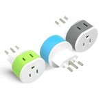 OREI Italy, Uruguay Type L Power Plug Adapter 3 Pack 2 USA Inputs, safe for cell phones, laptops, camera chargers, CPAP, and more US-12A