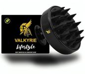 VALKYRIE Scalp Massager Shampoo Brush, Wheat Straw body with Soft Silicon Bristles, Hair Scalp Scrubber, Scalp Exfoliator | Dandruff Removal, Prevents Hair loss for Men & Women (BLCK2)