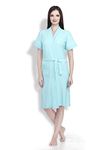 SAND DUNE Women's Half Sleeve Soft Cotton Knee Length Bathrobe (Sky Blue, X-Large)