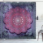 Ambesonne Ethnic Shower Curtain, Mystic Mandala Culture Karma Calmness and Harmony Boho Design, Cloth Fabric Bathroom Decor Set with Hooks, 70" Long, Dark Indigo