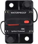 30 Amp Waterproof Circuit Breaker,with Manual Reset,12V-48V DC, for Car Marine Trolling Motors Boat ATV Manual Power Protect for Audio System Fuse