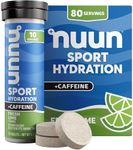 Nuun Sport + Caffeine Electrolyte Tablets - Dissolvable in Water, Fresh Lime Flavor, 5 Essential Electrolytes for Hydration, 1g Sugar Drink Mix, Vegan, Non-GMO, 8 Pack (80 Total Servings)