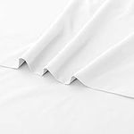 Toodou White King 2 Pack Bed Top Sheet is Made of Soft Wrinkle Resistant Microfiber and The Luxurious Solid Color Flat Sheet is Comfortable and Durable