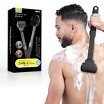 ADTC Men's Back Shaver and Electric Back Scrubber Kit, Back Shaver for Men with Electric Back Scrubber for Shower-Includes 6 Shave Heads, Telescopic Handle, Non-Slip Silicone Sleeve