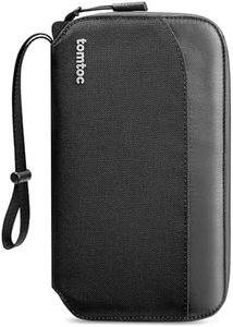 tomtoc Family Passport Holder for 4 Passports with a Sim Card Holder and Eject Pin, RFID Blocking Travel Wallet for Flight Tickets, ID/Credit Card, Money, Waterproof Passport Cover with Wrist Strap