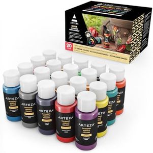 ARTEZA Outdoor Acrylic Paint, Set of 20 Colors/Tubes (59 Ml, 2 Oz.) with Storage Box, Rich Pigments, Multi-Surface Paints for Rock, Wood, Fabric, Leather, Paper, Crafts, Canvas and Wall Painting