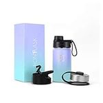 IRON °FLASK Sports Water Bottle - 14 Oz, 3 Lids (Spout Lid), Vacuum Insulated Stainless Steel, Modern Double Walled, Simple Thermo Mug, Hydro Metal Canteen