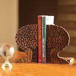 ExclusiveLane 'Tree of Life' Handcrafted Wooden Book Ends for Shelf (Sheesham Wood) | Bookends for Heavy Books Shelf for Home Book Stand Book Ends for Table Book Holder Book Stopper Book Ends Wooden