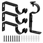 TOKPLNU Adjustable Curtain Rod Bracket, Heavy Duty Curtain Rod Holders Black 4 Pack Curtain Rods Hooks Hangers for Wall Curtain Brackets Extender Fit for 1 to 1.1 Inch Drape Rods