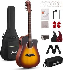 Tostar Acoustic Electric Guitar 12 String Guitarra Acustica for Beginners 42" Full Size Bundle with Gig Bag, Picks, Strings, Strap, Gloss,Guitarra de 12 Cuerdas Dreadnought Body Cutaway Sunburst