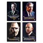 BEYONDLINE CONCEPTS Motivational Poster - Elon Musk, Ratan Tata, Steve Jobs, Jeff Bezos | 1st Edition | For Office, Living Room, Bedroom (A4)