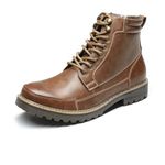 Bruno Marc Men's Leather Casual Dress Ankle Boots Fur Lining Motorcycle Combat Booties Engle-01 Brown Size 14 M US