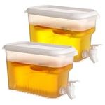 2 Pack 3.5L Drink Dispenser with Tap, Fridge Beverage Drink Dispenser with Leak-proof Spigot Plastic Cold Drink Juice Beverage Dispenser Jug for Party Drink, Juice, Iced Tea, Lemonade, Cold Brew（Smal）