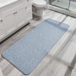 Bosap Bath Mat,Ultra Thin Bathroom Runner Rugs,Large Bath Mats for Bathroom,Quick Dry,Non-Slip,Machine Washable,Low Pile,Bath Rug,Shower Outside,Sink,Home Decor Accessories.Blue,3'x6'(36x72inch)
