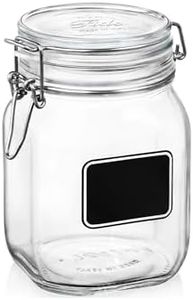 Bormioli Rocco Fido Square Clear Jar with Chalkboard, 33-3/4-Ounce