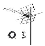 McDuory Digital Amplified Outdoor HDTV Antenna - 120 Miles Range - Built-in Amplifier - Performance in UHF/VHF - 40 feet RG6 Coax Cable - Tools Free Installation