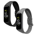 kwmobile Straps Compatible with Samsung Galaxy Fit 2 Straps - 2X Replacement Silicone Watch Bands - Black/Dark Slate