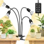 SANSI LED Grow Lights for Indoor Plants, Lifetime Free Bulb Replacement, 600W Full Spectrum 4-Gooseneck Clip Plant Grow Light, Plant Light with Timer 4/8/12 Hrs, High PPFD Growing Power Grow Lamp