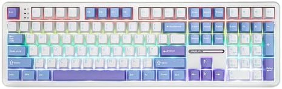 EPOMAKER Aula F108 Wireless Gaming Keyboard, Full Size Mechanical Keyboard with 4000mAh Battery, 108 Hot-Swappable and Programmable Keys, RGB Backlight, for Mac/PC/Android (White&Blue)