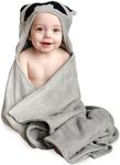 Natemia Baby Hooded Towel - Premium Ultra Soft Baby Bath Towel with Animal Design - Hooded Baby Towels for Newborn to Toddler - Made in Turkey - Perfect Baby Gifts - Grey Raccoon