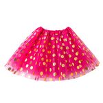 Jastore Baby Girls' Polka Dot Tutu Glitter Ballet Triple Layer Tulle Dance Skirt - Red -