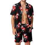 Moose in Flag of Canada Men's Hawaiian Shirts Suits Button Down Short Sleeve Tracksuit Beach Outfits M