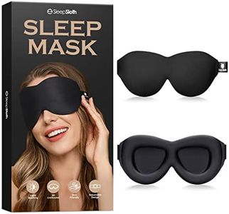 SleepSloth Sleep Eye Mask, 3D Contoured 100% Blackout Eye Mask, Sleep Mask with Adjustable Strap, Night Blindfold for Women Men, Eye Mask for Sleeping, Black