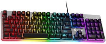 GEODMAER RGB Backlit Gaming Keyboard, 104 Keys Wired Gaming Keyboard, 8-Zone RGB Illumination, Metal Top Cover, Programmable Macro Full Size Gaming Keyboard for PC Laptop Mac Xbox