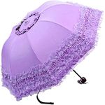 WANLIAN Ladies Umbrella Lace Parasol Folding Umbrella Sun Shade Anti-uv Dome (purple)