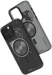 Aulumu TPU Magnetic for iPhone 15 Pro Case - IMD Technology Motifs- Compatible with MagSafe [Aluminum Alloy Camera Frame] A15 Translucent Gray
